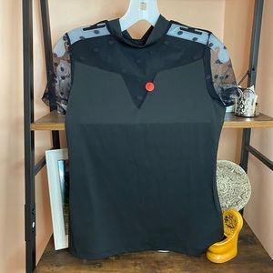 Women’s Mesh Short Sleeves Mock Neck